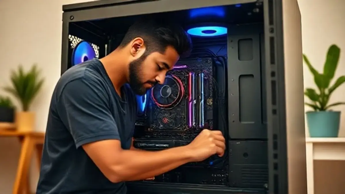 Técnico brasileiro montando PC gamer. Passo a passo para upgrade em casa.
