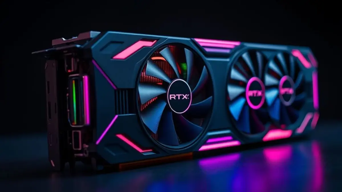 Placa de vídeo RTX 4090 com iluminação RGB, alta resolução.