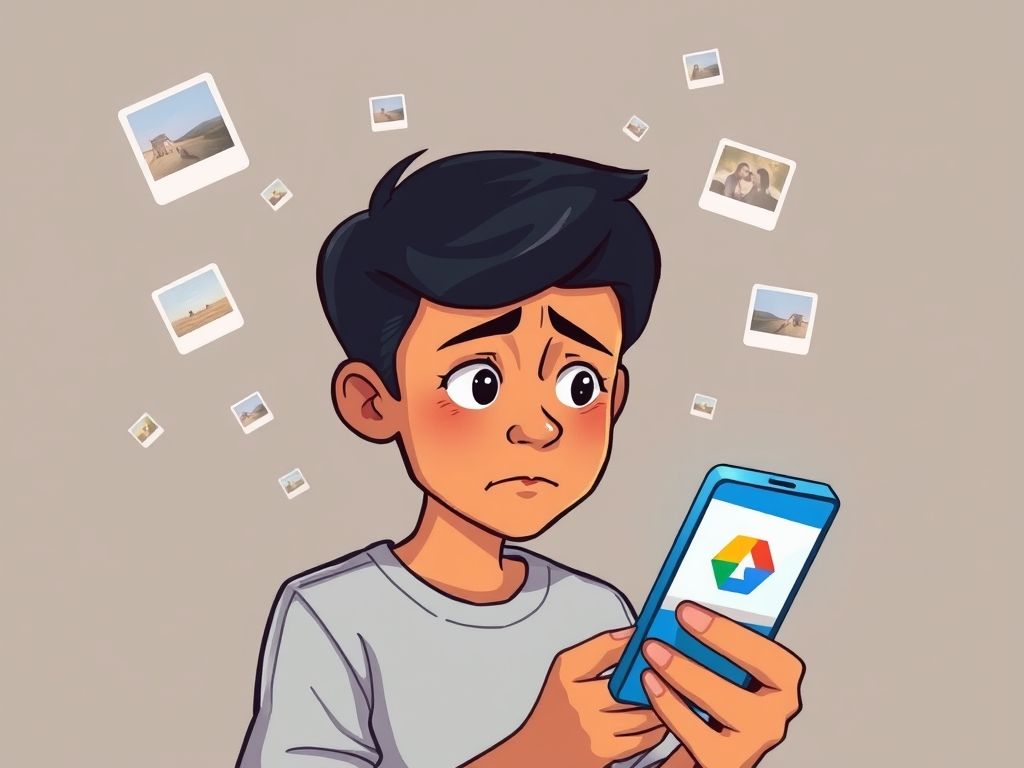 Pessoa desesperada olhando para o celular após apagar fotos no Google Fotos.