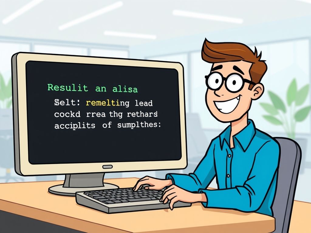 Pessoa digitando em um terminal com um alias que simplifica um comando complexo.
