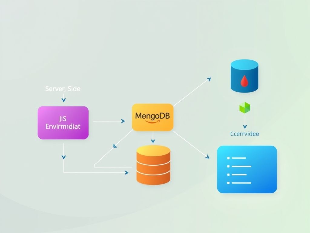 Diagrama mostrando o fluxo de dados entre o backend Node.js, o banco de dados MongoDB e a interface do usuário.