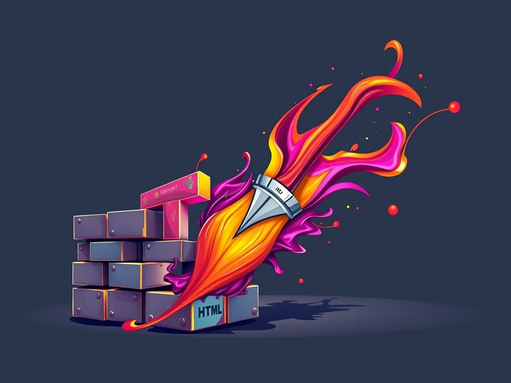 Ilustração mostrando HTML como estrutura, CSS como estilo e Javascript como interatividade.