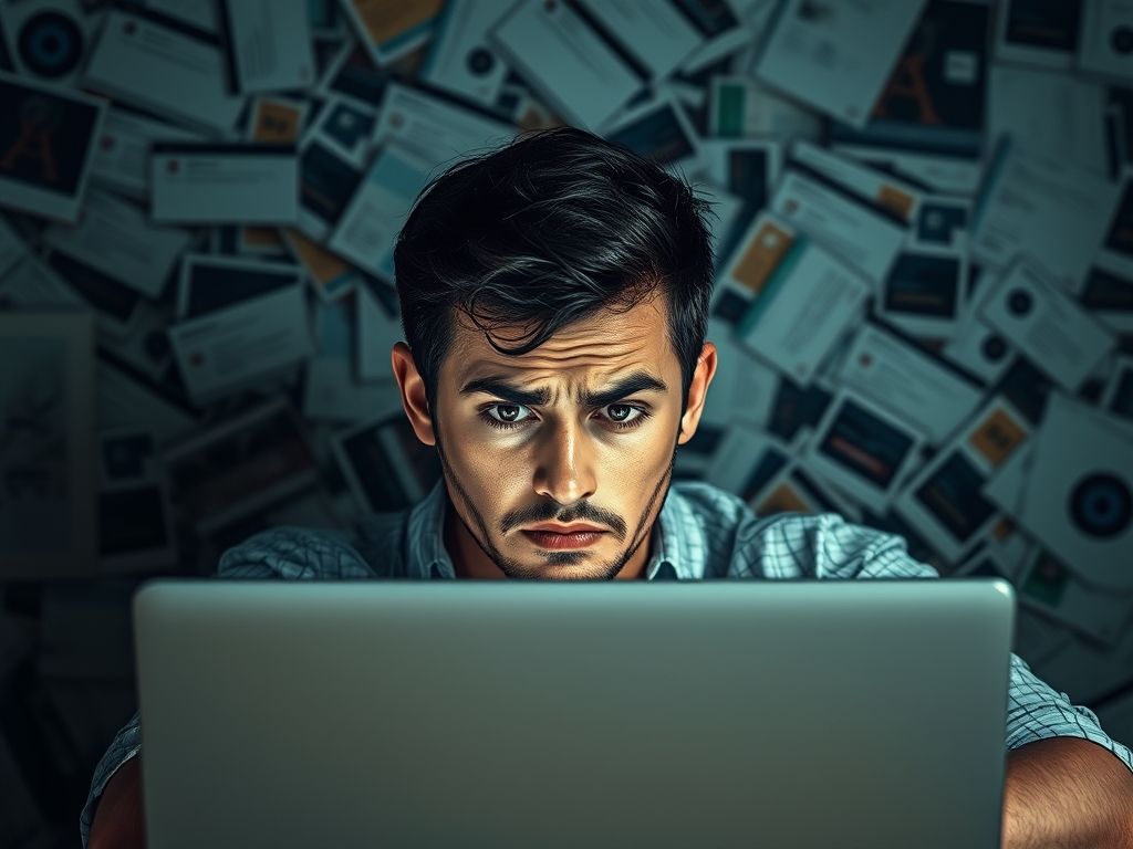 Usuário frustrado olhando para um site carregando lentamente em seu laptop.