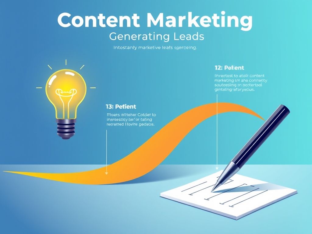 Ilustração do processo de marketing de conteúdo para geração de leads.