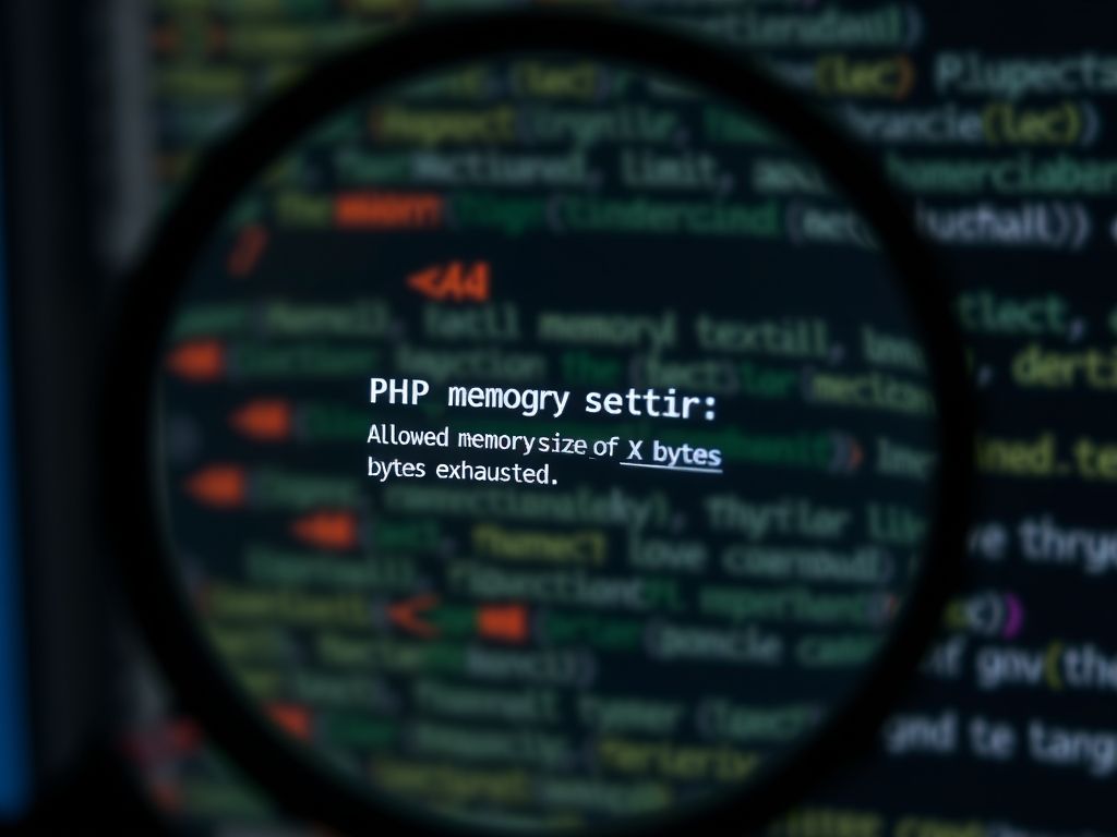 Lupa focada em um erro de limite de memória PHP.