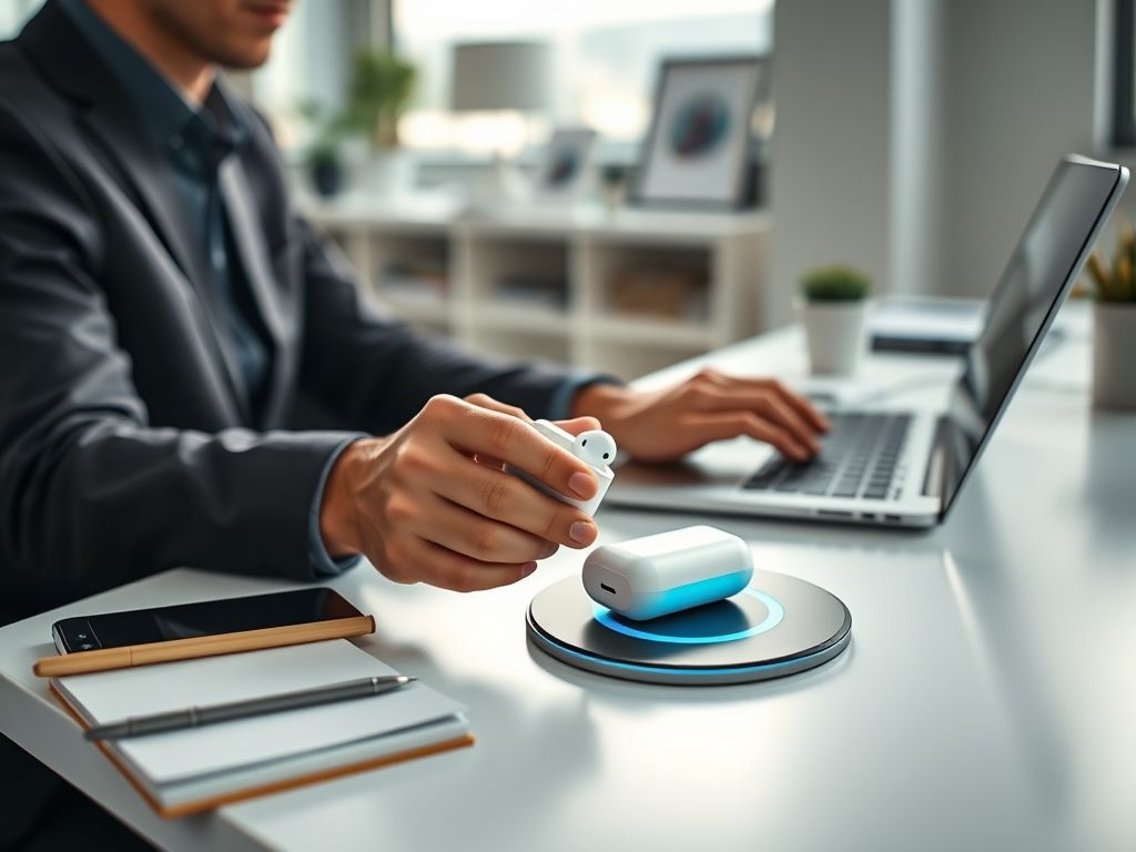 AirPods de segunda geração sendo usados e carregados sem fio.