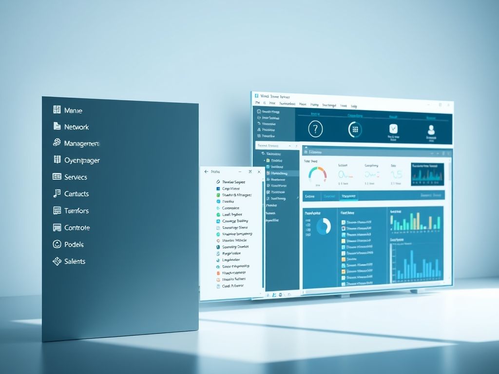 Captura de tela da interface gráfica do Windows Server, destacando sua facilidade de uso.