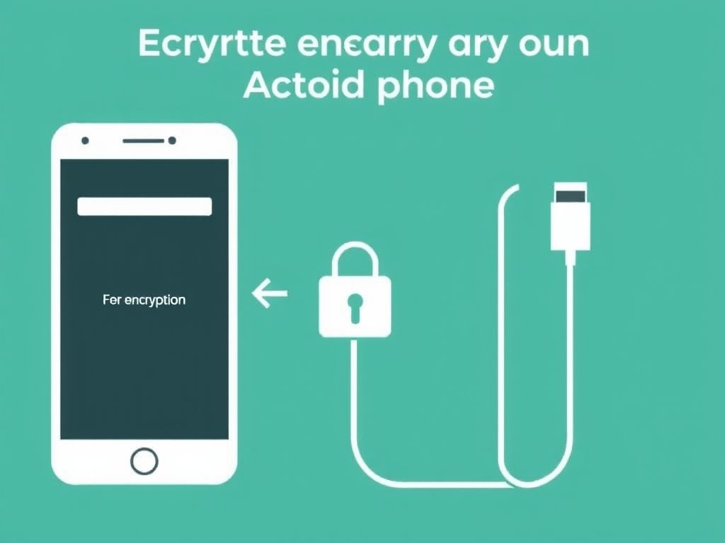 Gráfico mostrando os passos para criptografar um celular Android.