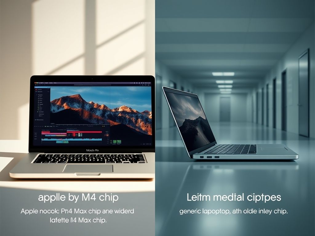Comparativo de desempenho: MacBook Pro M4 Max vs. notebook com chip Intel.