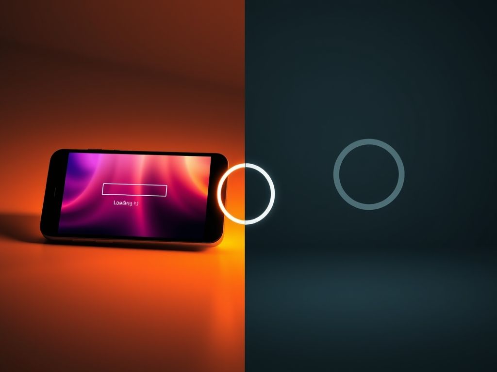 Comparação entre um site carregando rapidamente e um site carregando lentamente.