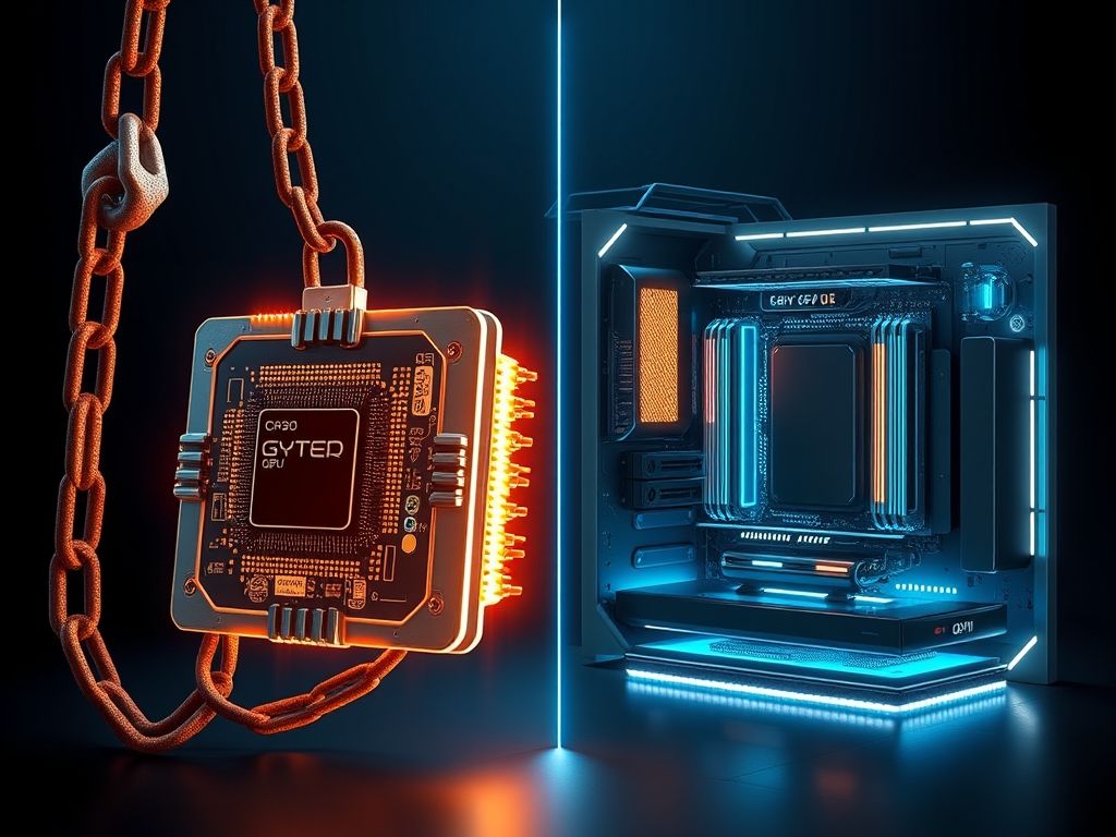 Imagem comparativa mostrando o conceito de componentes de PC equilibrados, evitando gargalos.