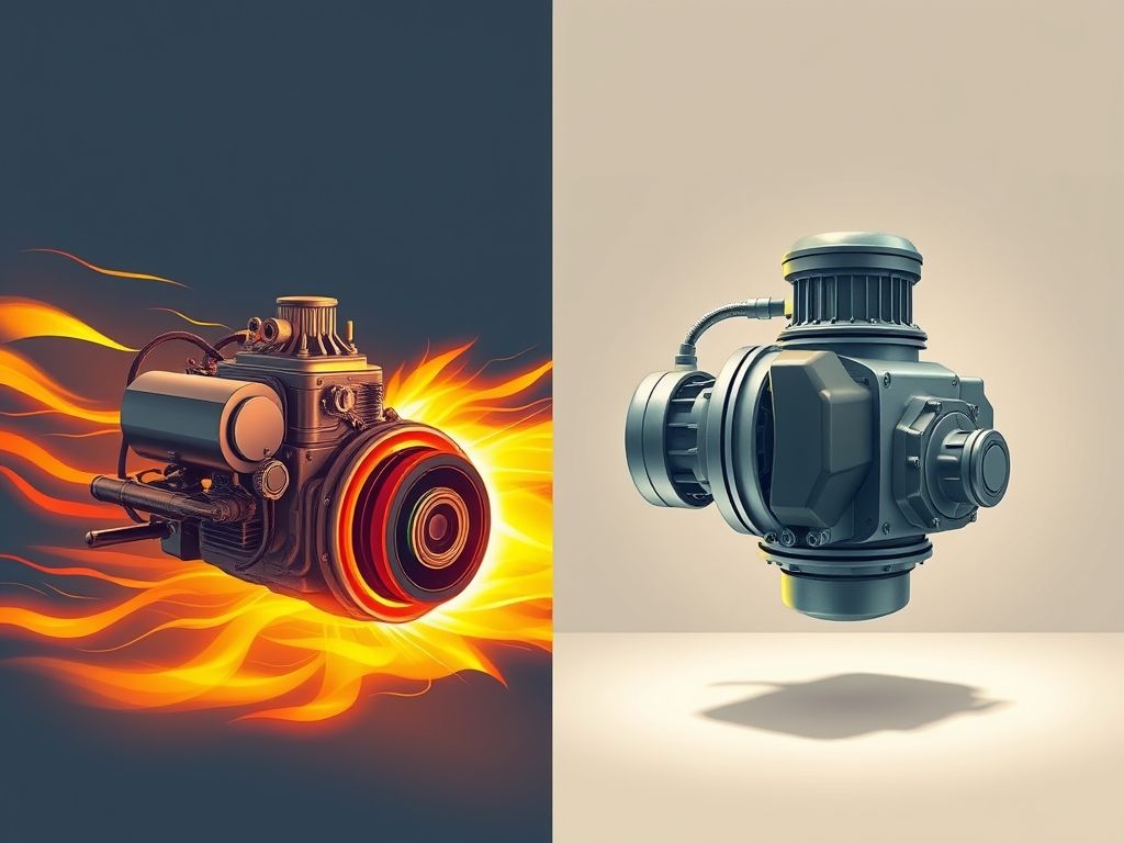 Comparativo visual mostrando o consumo de energia de um motor operando em velocidade máxima versus um motor controlado por um inversor de frequência.