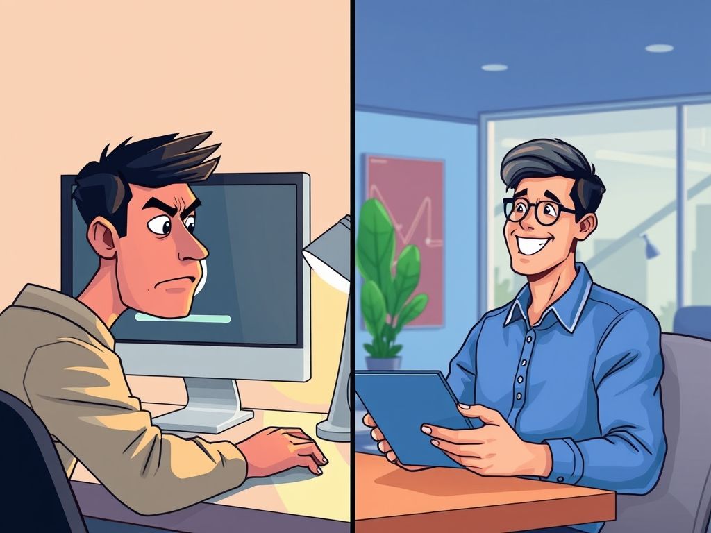 Comparação entre a experiência do usuário com alta e baixa latência em um site.