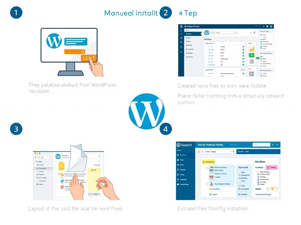 Guia visual passo a passo da instalação manual do WordPress.