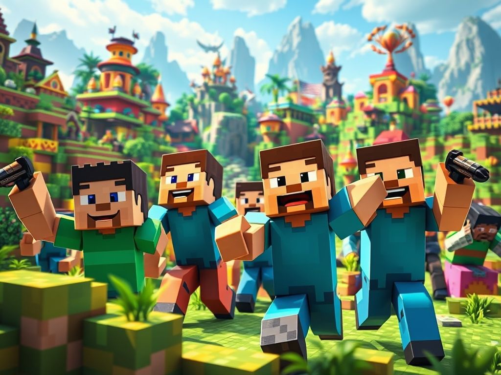 Jogadores de Minecraft desfrutando de uma partida sem lag em um servidor otimizado.