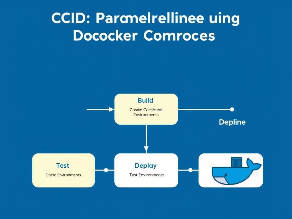 Representação visual de um pipeline CI/CD usando Docker Compose para criar ambientes consistentes para build, teste e deploy.