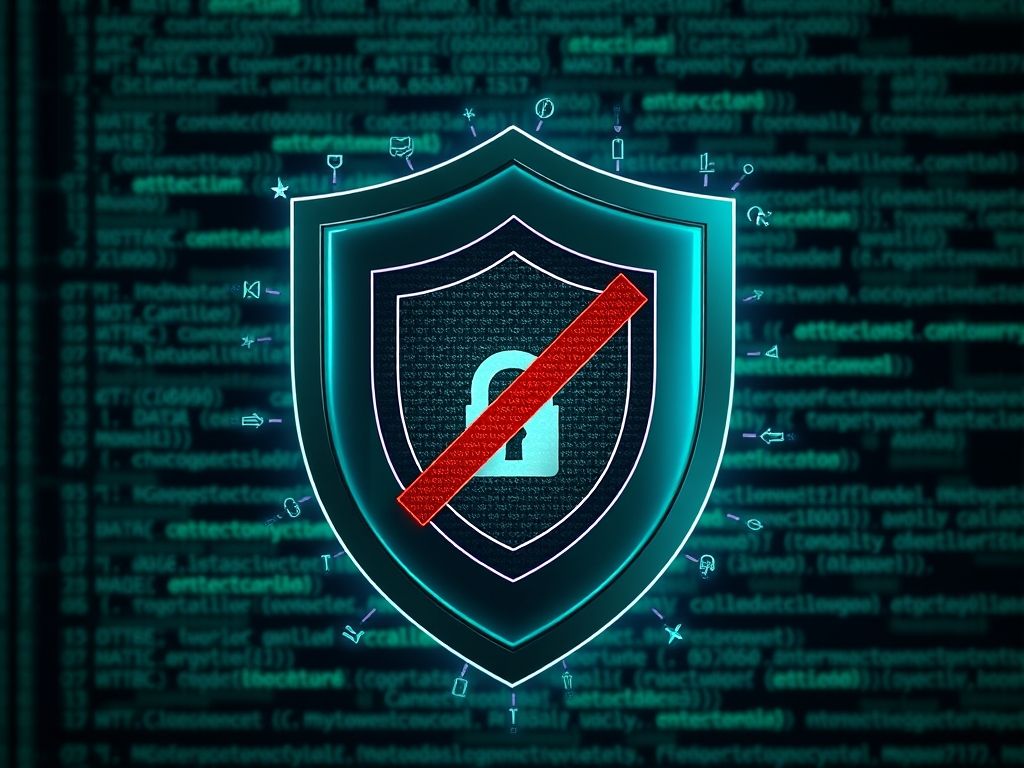 Representação visual de um escudo protegendo dados de ataques maliciosos, simbolizando a proteção contra o envenenamento de dados.