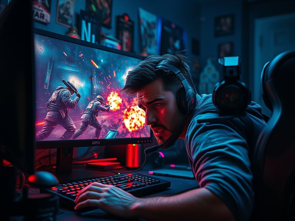 Gamer frustrado com travamentos durante o jogo.
