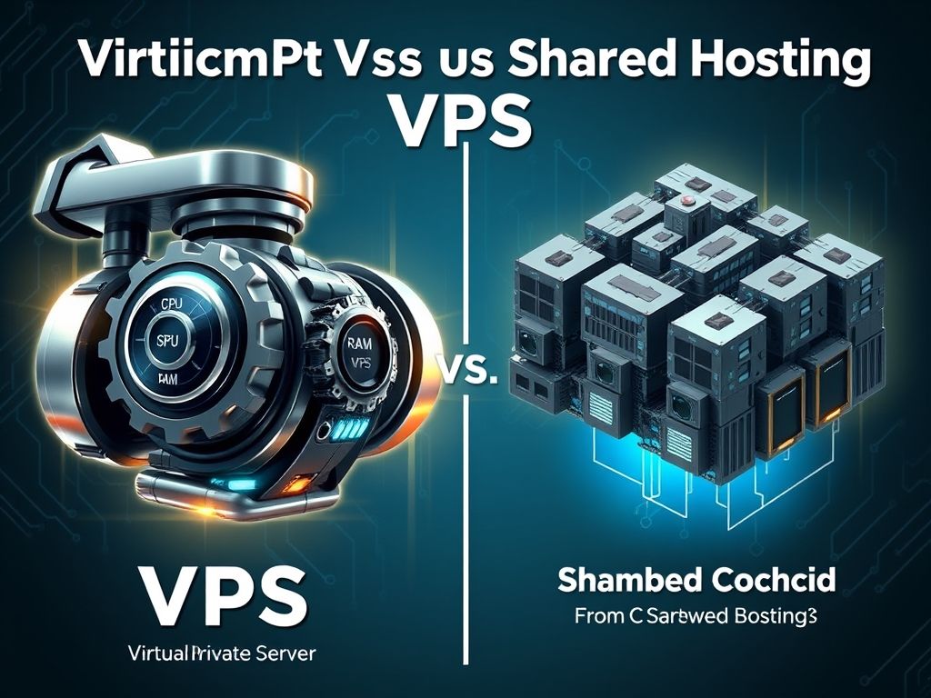 Comparação visual entre VPS e hospedagem compartilhada para servidores de Minecraft, mostrando a superioridade da VPS em desempenho.
