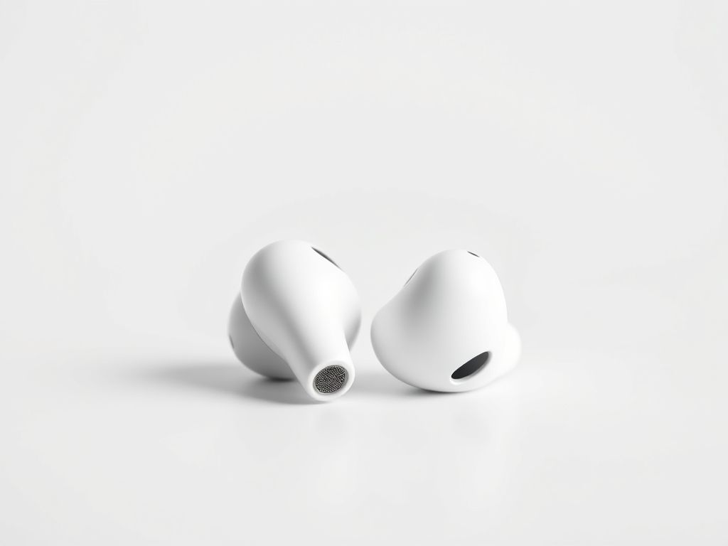 AirPods de primeira geração em close-up, mostrando o design elegante.