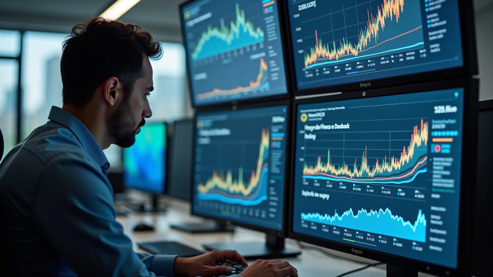 Profissional de TI monitorando performance de servidor