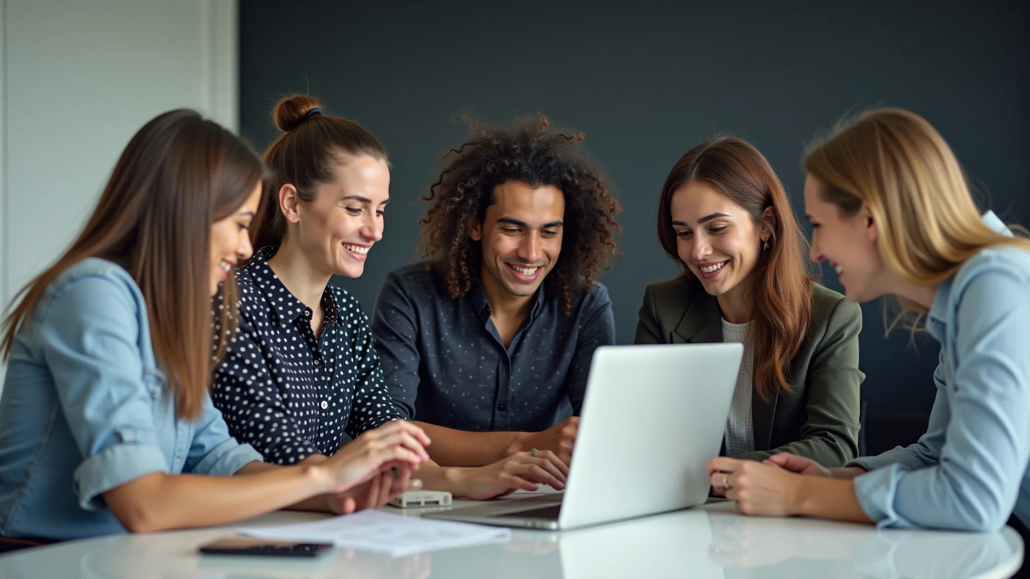Profissionais de TI brasileiros colaborando em projeto, em ambiente moderno.