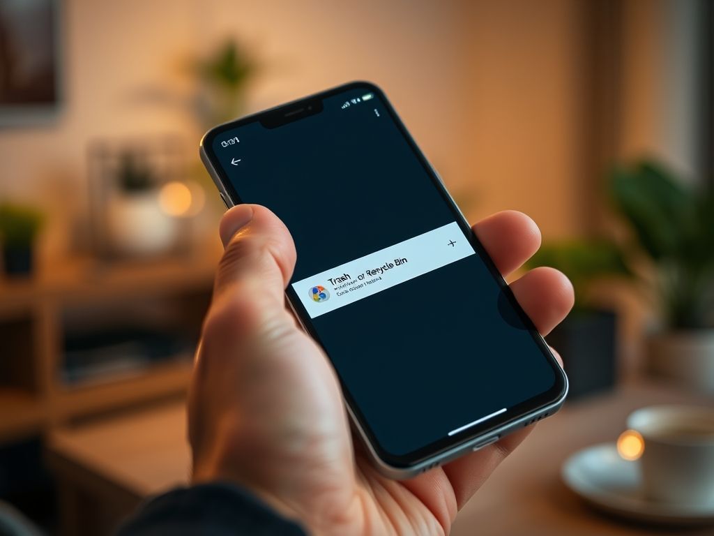 Captura de tela do aplicativo Google Fotos mostrando a opção 'Lixeira' no menu.