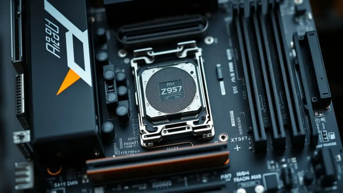 Placa-mãe Z890/X770 moderna e detalhada para PC gamer de alta performance.