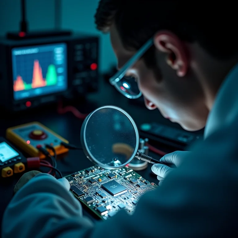 Avaliação da limpeza de componentes eletrônicos.