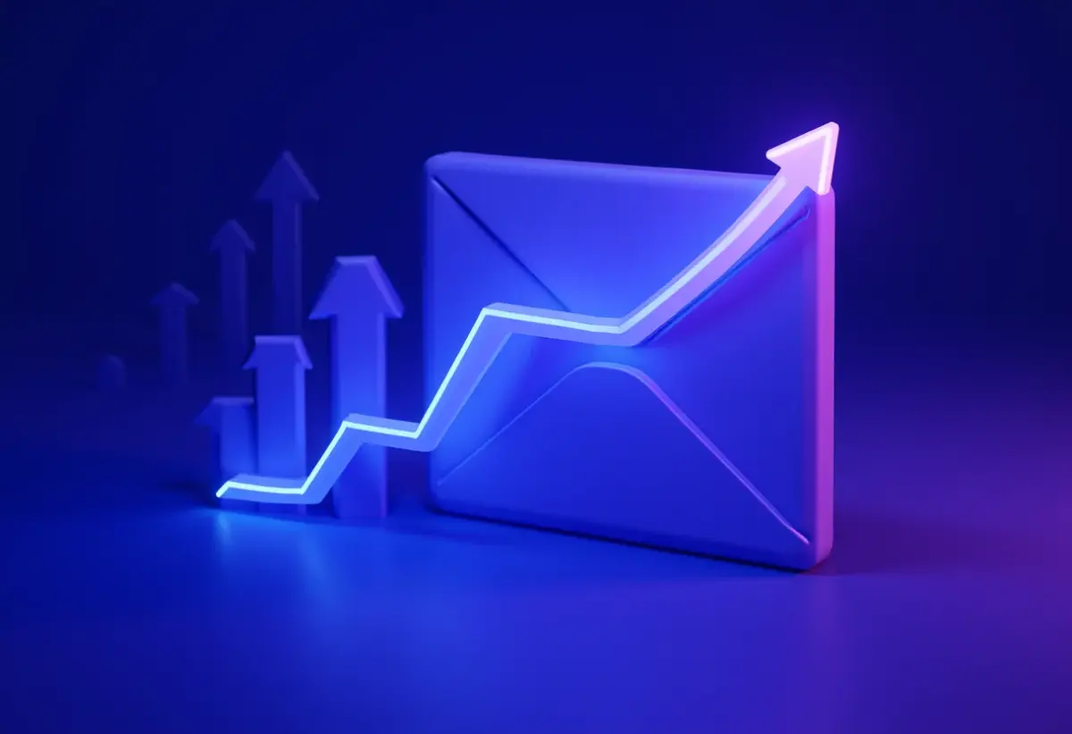 Conceito visual de otimização de email marketing com IA