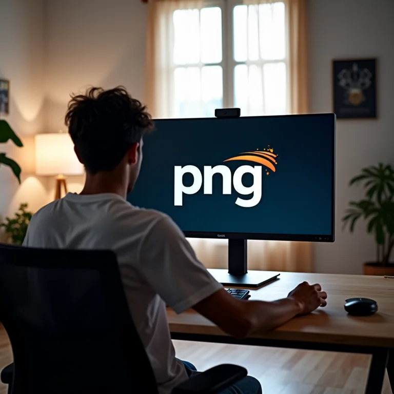 Designer trabalhando com logo PNG em ambiente de trabalho moderno