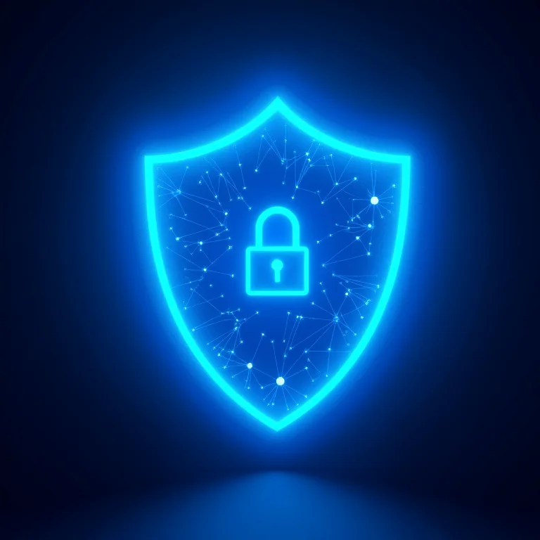 Ícone de escudo abstrato representando segurança aprimorada
