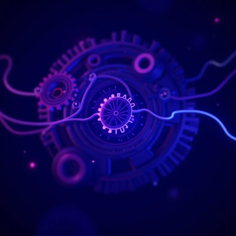 Ilustração abstrata de engrenagens interconectadas, representando design patterns.