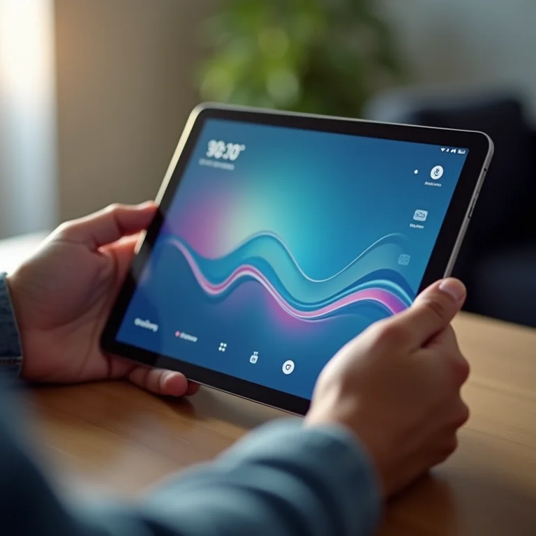 Interface intuitiva do Lively Wallpaper sendo utilizada em um tablet.