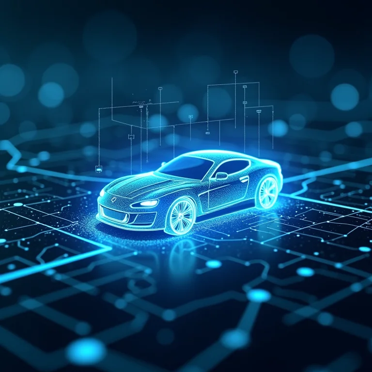 Painel holográfico exibindo dados de veículos em tempo real