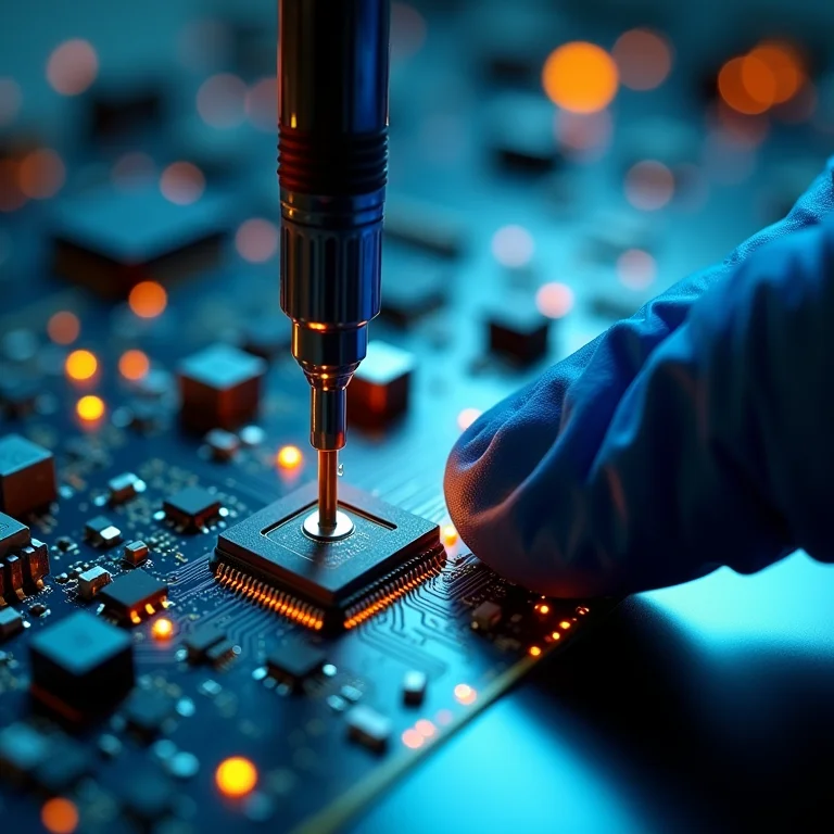 Teste dielétrico em componente eletrônico.