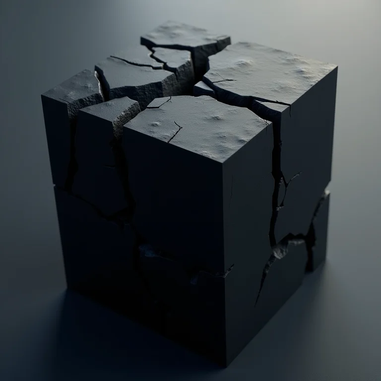 Bloco rachado representando as desvantagens do monólito.