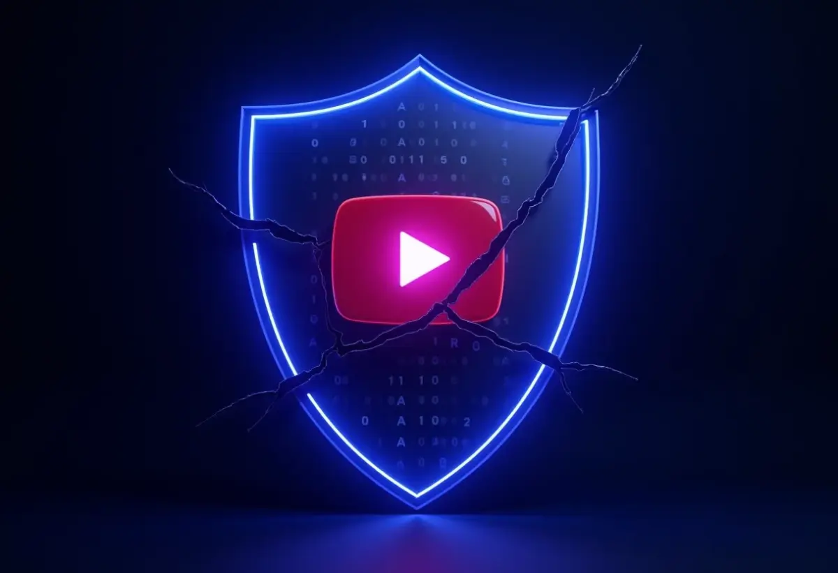 Conceito de proteção falha contra bloqueadores de anúncios falsos no Youtube.