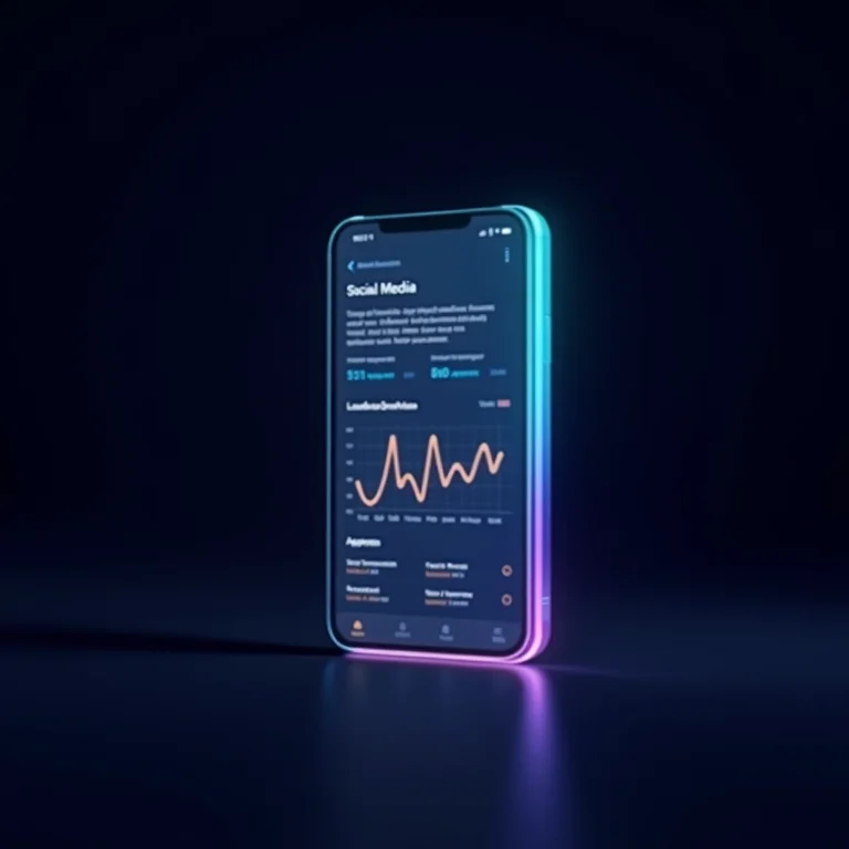 Dashboard de análise de mídias sociais em smartphone