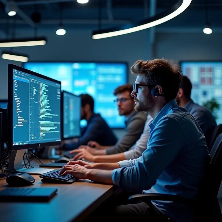 Engenheiros de software trabalhando com POO em um projeto