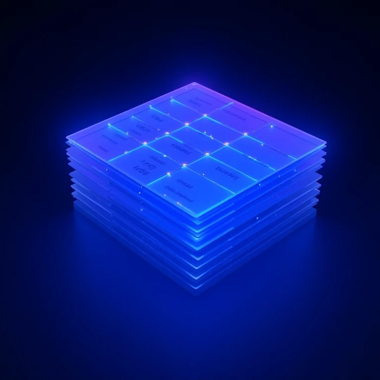 Grade de tabela com dados fluindo através dela