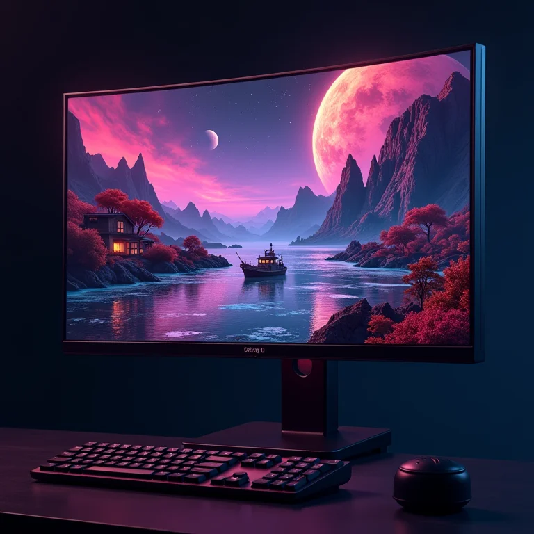 Gráficos de jogos retrô aprimorados com ray tracing e upscaling em um monitor de PC moderno.