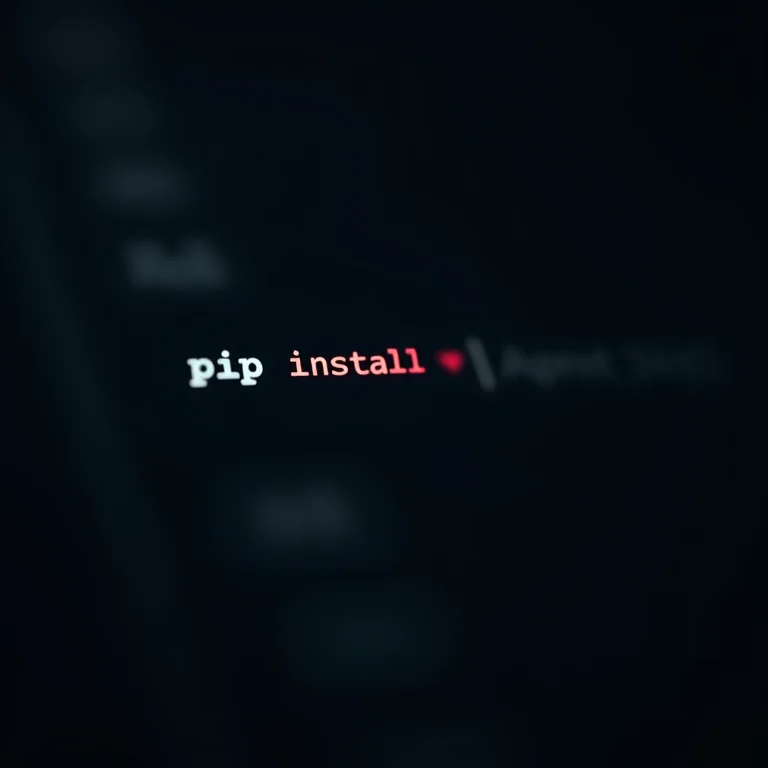 Interface de linha de comando com o comando 'pip install' destacado.