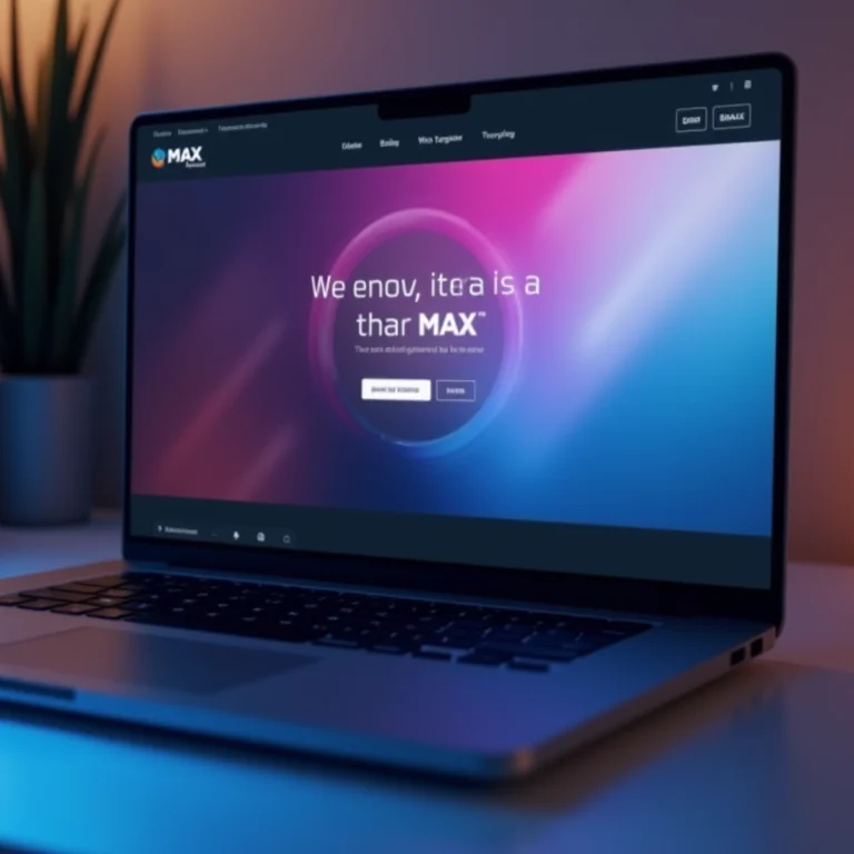 Interface do site Max em um laptop