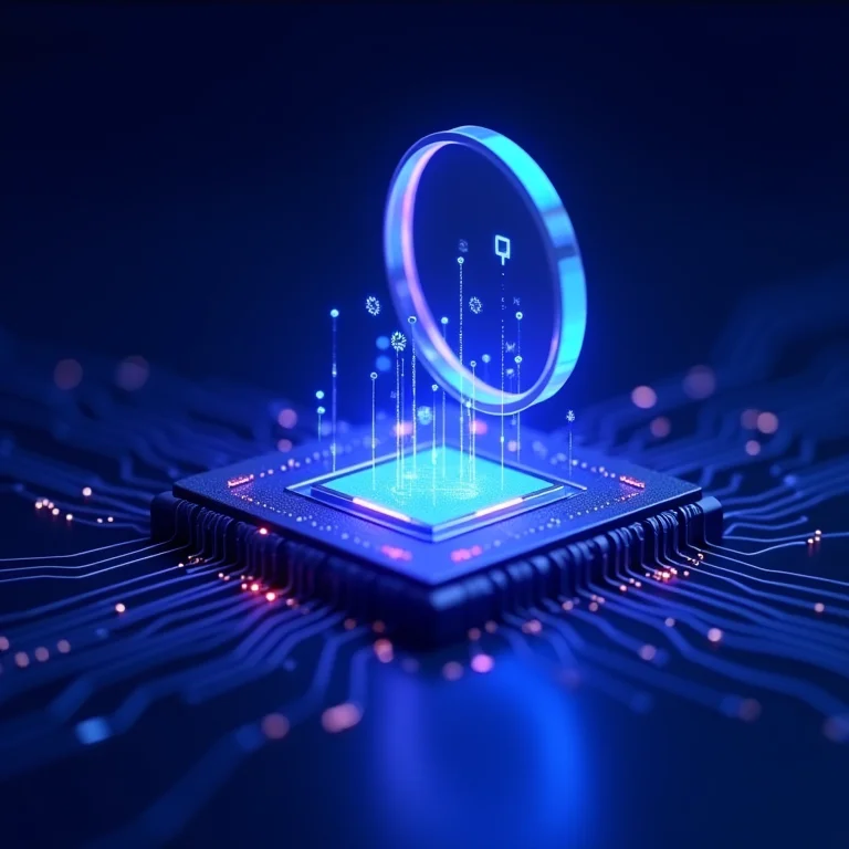 Lupa examinando fluxo de dados representando o rastreamento de IP