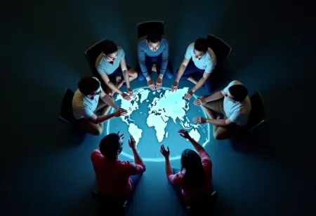 Negócios Locais: 7 Ideias de Posts que Atraem Clientes Perto de Você Mapa holográfico conectando negócios locais