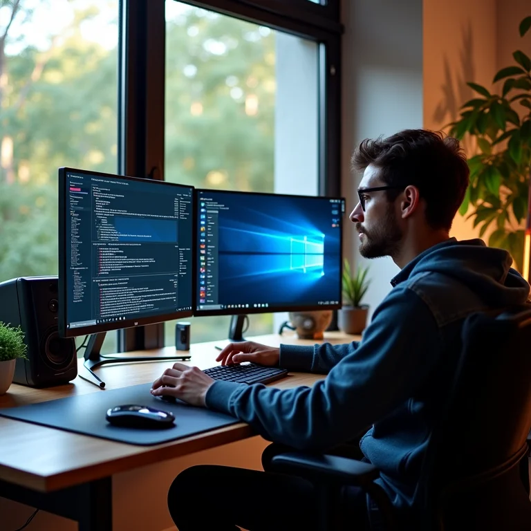 Pessoa diversa usando bibliotecas Python para análise de dados em ambiente de trabalho moderno.
