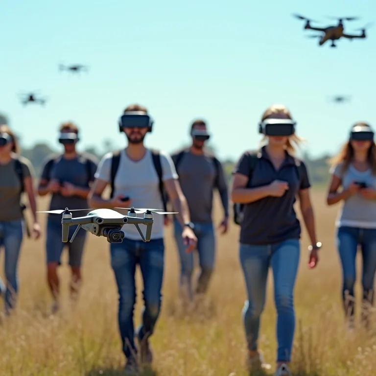 Pilotos de drone diversos usando óculos FPV