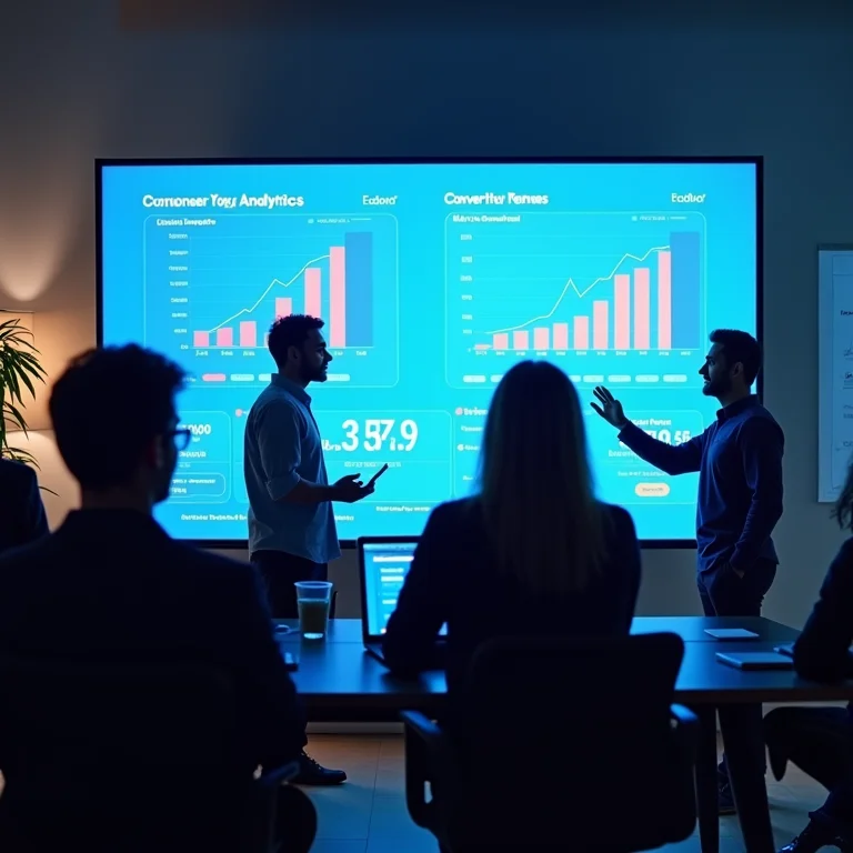 Profissionais analisando métricas de landing page.