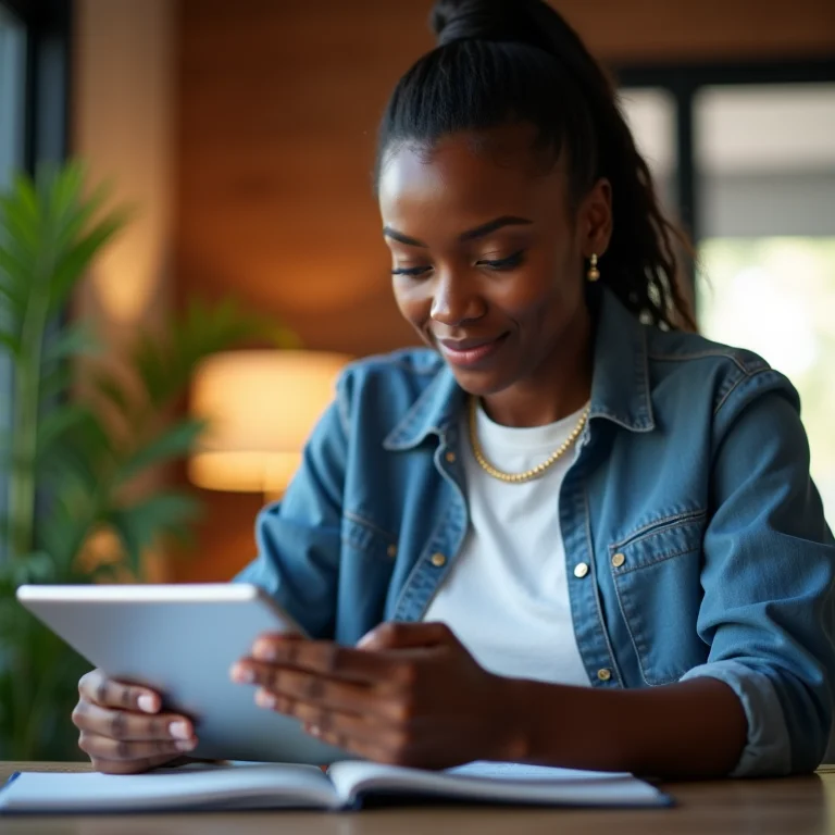 Profissional diverso analisando os requisitos de elegibilidade em um tablet.